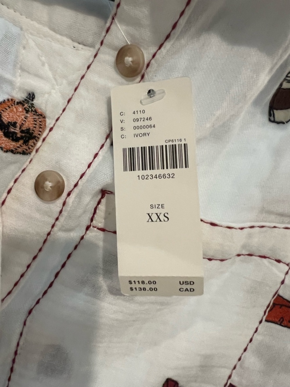 Anthropologie Pilcro Embroidered Icon Buttondown Shirt, XXS NWT - Picture 5 of 5
